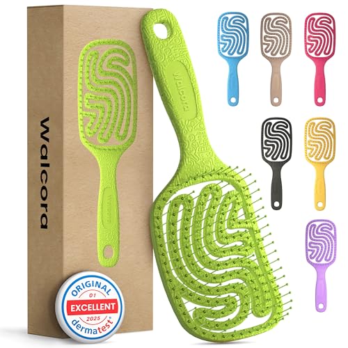 Walcora Haarborstel zonder trekken – Detangler & Ontklitborstel voor Dames, Heren en Kinderen – voor Krullen, Nat, Fijn en Lang Haar – Hair Brush – Groen