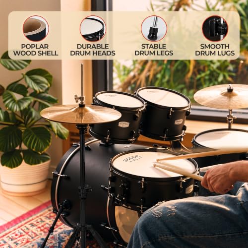 Image of ARCTIC COSMOS 22 inch 5 Piece Acoustic Drum Kit - Black