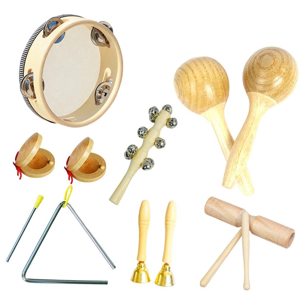 Amazon.co.jp: 打楽器おもちゃ楽器セット収納袋付き天然木知育玩具就学