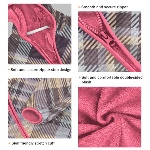 GuoChe Buffalo Plaid Purple Brown Big Girls Jackets With Sherpa Lining3