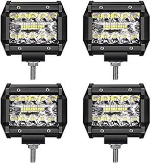 TURBO SII Spot Flood Combo Beam 4 Inch Pods Cube Square Led Work Light Bumper Grill Off Road Backup Reverse Fog Lights for Emergency Light Truck Motorcycle Jeep Wrangler Boat Tractor 12v-24v