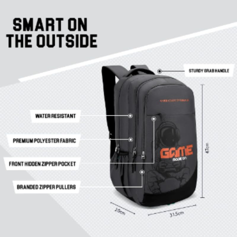 Image of United Colors of Benetton Backpack Falcon | Printed High School Bag With 3 CompartMen'sts, Airmesh Padding & 1-Year Warranty - 38L Capacity | Daypack For School Girls & Boys