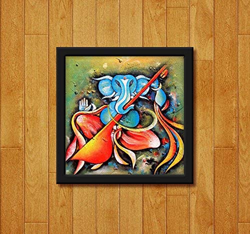 Image of 999Store doorhanging Fiber Framed Ganesha with violen Art Printed Framed Door Sticker (5 x 5 inches)
