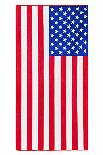 EverydaySpecialcom American Flag Print Microfiber Beach Towel Land of the Free 100% Polyester 28"x55"