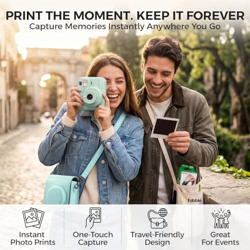 Image of FUJIFILM INSTAX MINI 13 Instant Film Camera Lagoon Green Bundle with Caiul Groovy Case, INSTAX Mini Twin Pack Film 20 Exposures, Automatic Exposure, Close-Up Mode, Selfie Mirror