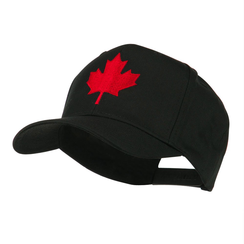 E4hats Men's Black Canada's Maple Leaf Embroidered Cap - Osfm