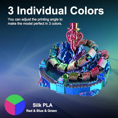 Image of ERYONE Silk Tri Color PLA Filament 3D Printer 1.75mm + /- 0.03mm, Multicolor Filament Tricolor PLA 1KG(2.2lbs) Cardboard Spool, Red Blue Green