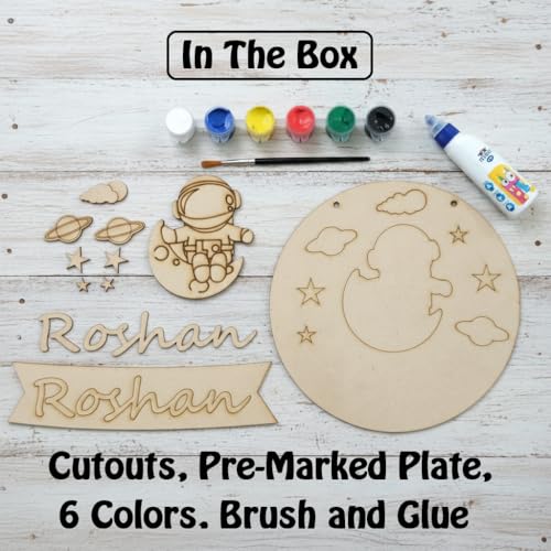 Image of Varenyam Personalized Wooden Name Plate Painting Kit for Kids | DIY Name Plate Board | Creative Art & Craft Gift for Boys & Girls | Birthday Gifts, Return Gifts for Kids (D)
