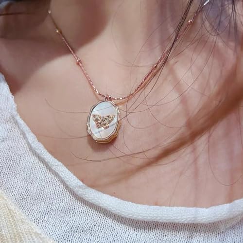 Aditigarden Dainty Gold Necklace For Women 14K Gold Butterfly Shell Locket Charm Necklace Women Teen Girls Gifts thumb #3