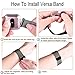 Amzpas Bands Compatible with Fitbit Versa, Breathable Stainless Steel Loop Mesh Magnetic Adjustable Wristbands for Women & Men (Large, Black)