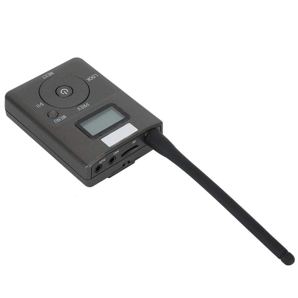 PUSOKEI Tragbarer FM-Sender, MP3-Stereo-Radio-Broadcast-Adapter mit Geringem Stromverbrauch, Unterstützung eines 3,5-mm-AUX-Eingangs für Tourismus, Besprechungsraum, Campus und Autofahren