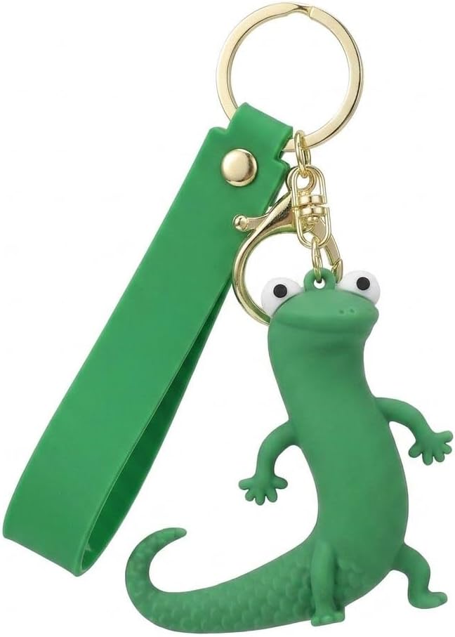 COYOCO Lizard Tom Seagreen Keychain Cute Green Gecko Funny Silicone Wrist Strap Kawaii Backpack Charm Gift For Teens Ugly Cute Accessories Car Key Holder Bag Pendant