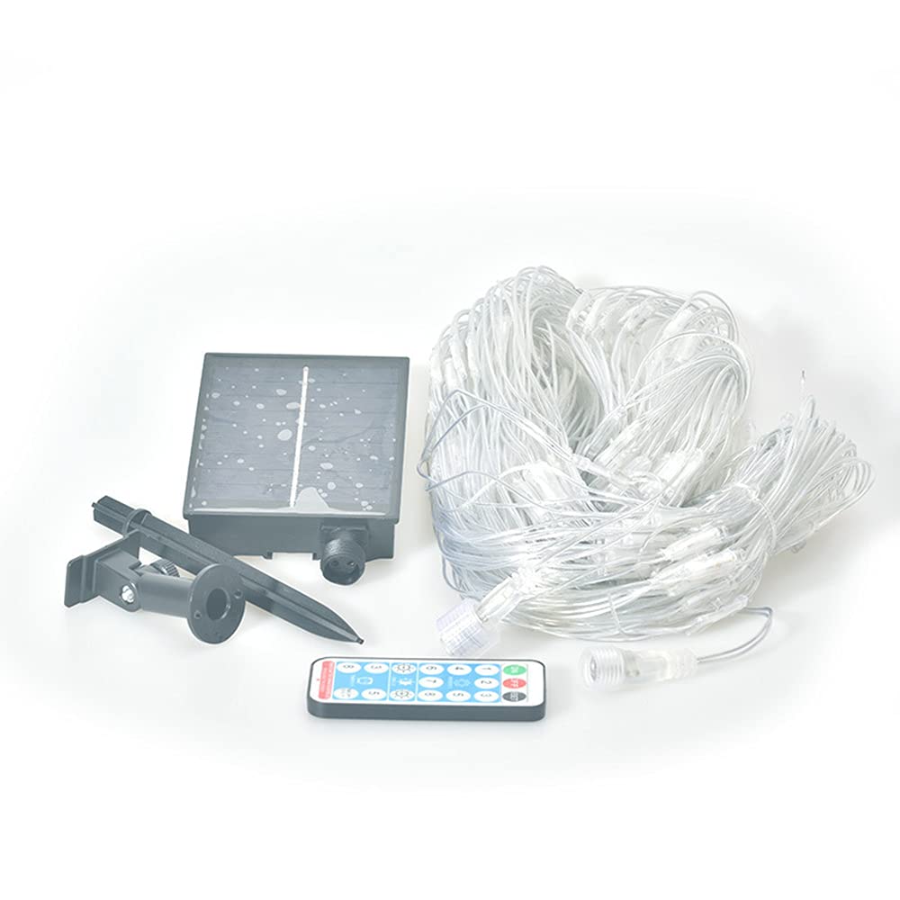 Luci a rete da giardino a rete, 200 luci a LED, 3 m x 2 m, ad energia solare, con telecomando e timer, decorazione per interni ed esterni, per tende, camera da letto, vacanze, Natale