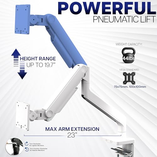 Image of VIVO Heavy Duty Aluminum Ultrawide Monitor Tension Arm for up to 49 inch Screens, Holds 44 lbs, Premium Desk Mount Stand Designed for Samsung Odyssey G9 and More, White, STAND-V101VW