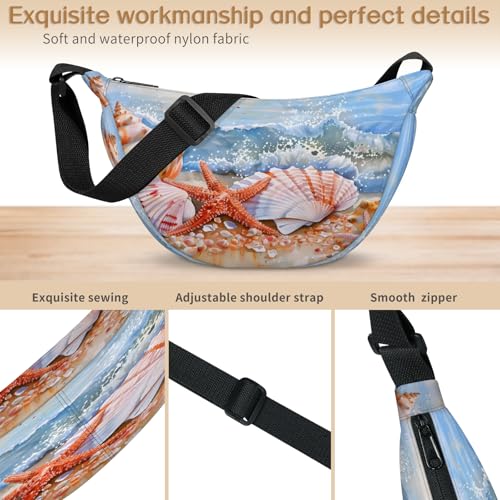 Crescent Bag for Women Men, Lightweight Medium Folding Crescent Moon Bag, Single Shoulder Bags with 2 Small Pockets4