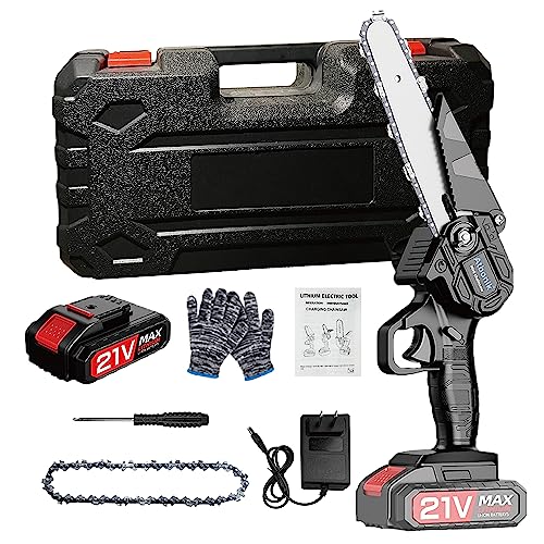 Mini Chainsaw,6 Inch Chainsaw Cordless Electric Saw Small Chainsaw Handheld Chainsaw Rechargeable Battery, Long endurance for Tree Trimming Branch Wood Cutting (6 inch 1 Battery 1 Chain)