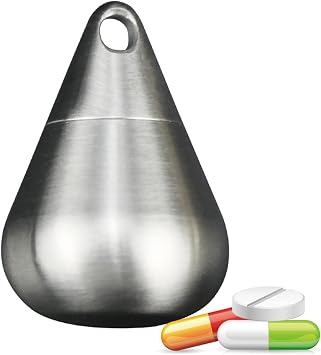 Mini Pill Holder Necklace, Titanium Pill Container Keychain, Portable Pill Case EDC Waterproof Pill Fob, Emergency Pill Box Charm Pendant Pill Case for Daily Travel Outdoor