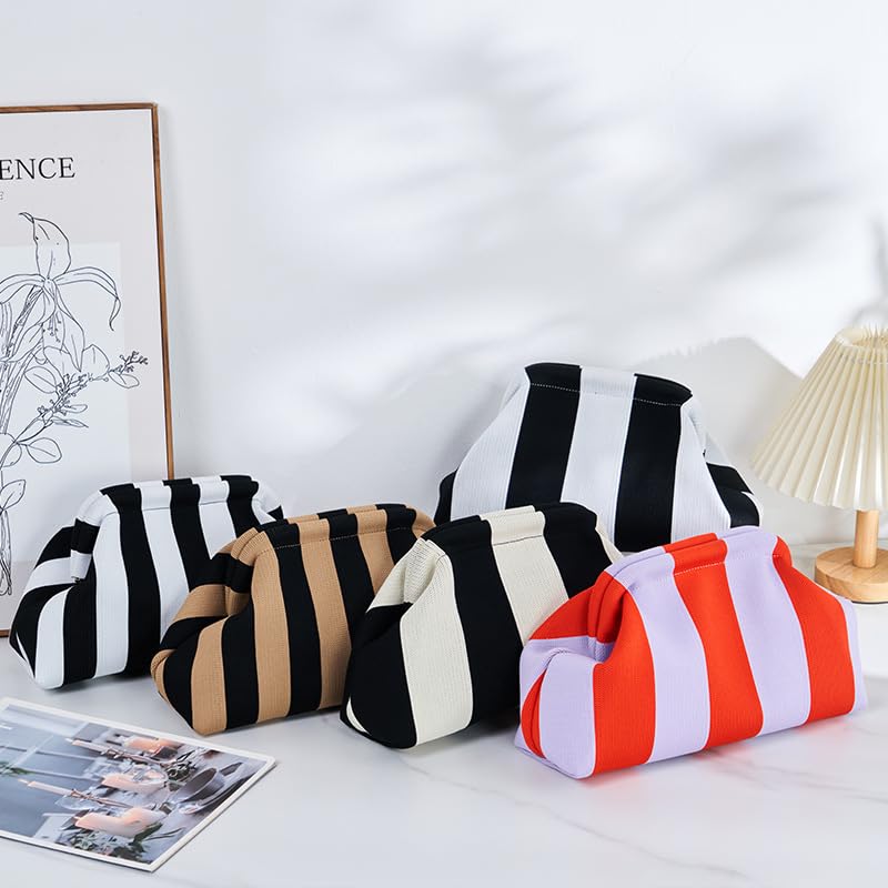 Image of YYW Clutch Purses for Women,Woven Crochet Purse Colorblock Shoulder Bag Casual Knitted Handbag