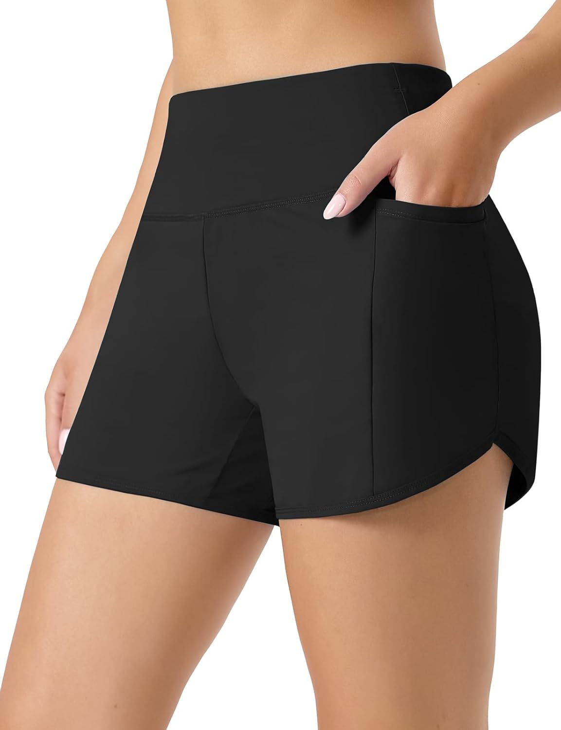 Swim Shorts Women 4" Tummy Control Tankini Shorts UPF50+ High Waisted Swimsuit Bottoms