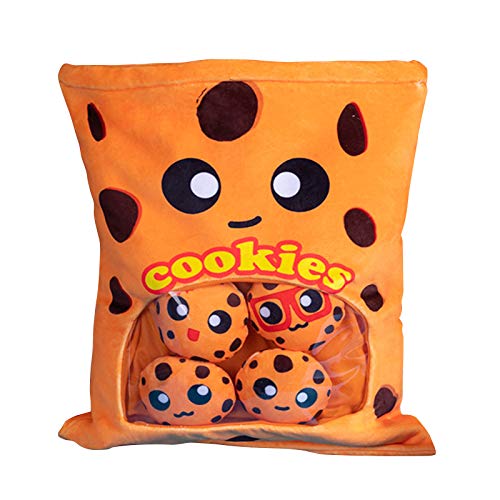 QAHEART Cute Throw Pillow Stuffed Cookie Toys Cushion Soft Toy Creative Snack Big Bag Pillow with 8 Dolls Stuffed Hug Pillow Kawaii Food Pillows Bedroom Sofa Decoration Gift for Kids Men Women