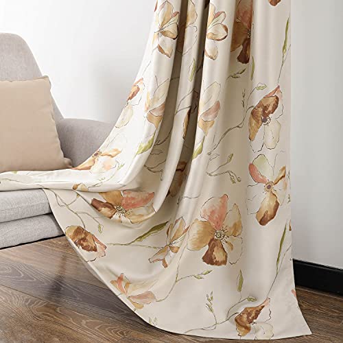 VOGOL Bedruckte Vorhänge 213 cm Länge, Aquarell-Blumen-Verdunkelungsvorhänge mit Ösen, energiesparend, für Schlafzimmer, Wohnzimmer, Heimkino, 132 x 213 cm, 2 Stück Cover