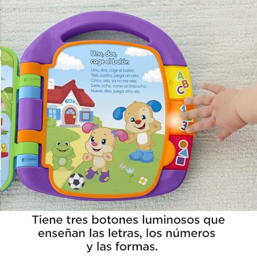 Miniatura 4 de Fisher-Price Ríe y Aprende Libro Interactivo de Aprendizaje Cancionero, Juguete con Luces y Sonidos para bebé +6 Meses, versión español (FRC69)