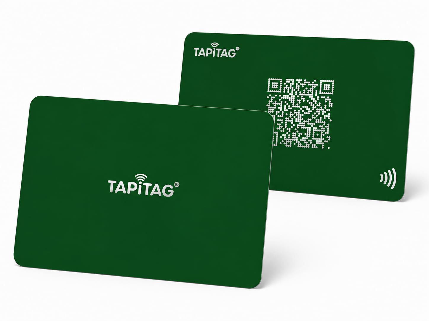 TAPiTAG PVC Digital Business Card – No Subscription Required – Contactless Card with NFC, QR and Online Profile for Networking and Business Events (Green with Silver Print) — image 1