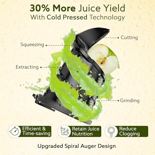 Image of AGARO Regency Cold Press Juicer for Home, 250 Watt AC Motor Slow Juicer Machine, Fruit, Vegetable Juice & Nut Milks, Easy Assembly, Cleaning, Intelligent Safety Features & Auto Reverse, BPA-Free