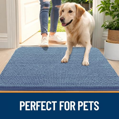 Image of OLANLY Dog Door Mat for Muddy Paws 40x32, Absorbent Chenille Mud Doormat