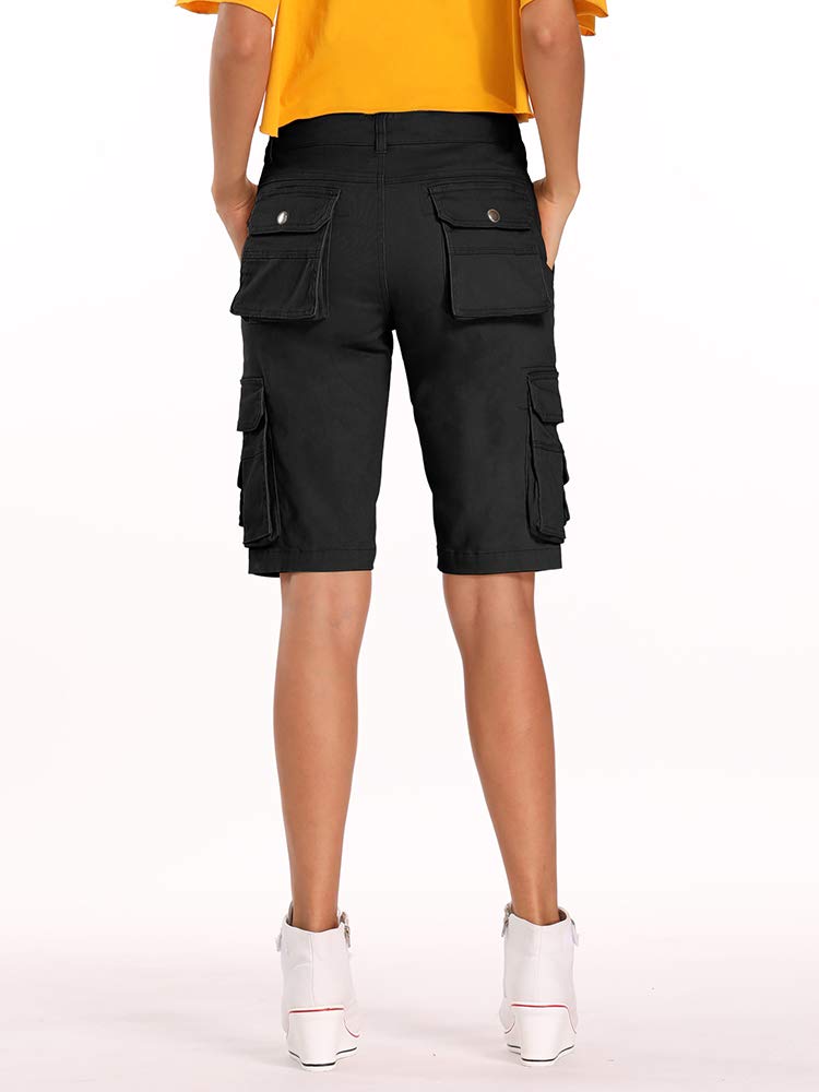 Aeslech Bermuda-Shorts für Damen, leger, Baumwolle, mehrere Taschen, einfarbig, Camouflage, Outdoor-Kleidung