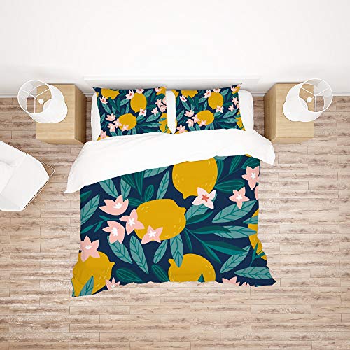 Parure de lit en polyester ultra doux CHEHONG fleurs de citron - 3