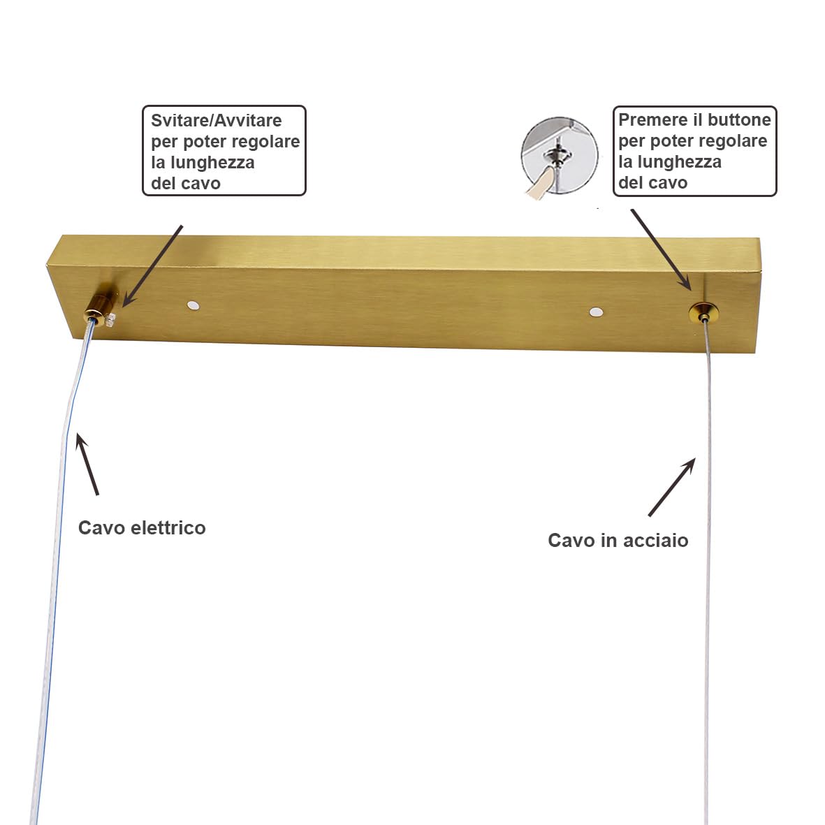 Lampadario Moderno a Sospensione, 6 Sfere Bianco Opaco, Barra Lineare Oro, Illuminazione per Sala da Pranzo cucina isola
