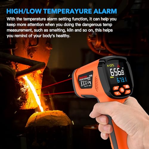 Infrared Thermometer Temperature Gun, -40℉~3632℉, High Temp Thermometer with Thermocouple Probe, Non-Contact 50:1 Pyrometer Dual Laser Thermometer Gun for Engine, Kiln, Forging, Industrial