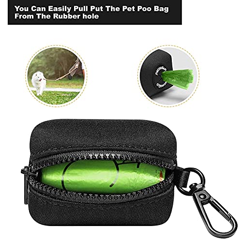 Image of Petmolico Dog Poop Bag Holder Leash Attachment, Dog Waste Bag Dispenser Zippered Pouch, Fits Any Puppy Leash, Includes Free Roll of Poop Bags, Poop Bag Dispenser - 2 Pack, Black