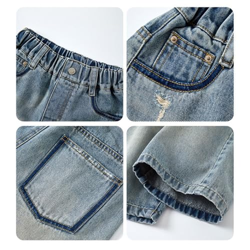 Boys Denim Shorts High Waist Straight Leg Washed Jean Shorts with Pockets Lightweight Comfort for Teen Y2K Streetwear3