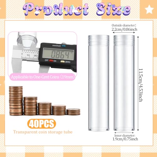 Set de 40 Tubos Plásticos Transparentes para Monedas miniatura 2