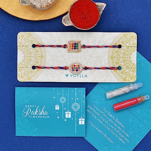 Set of 2 Threaded Rakhis With Beads for Raksha Bandhan