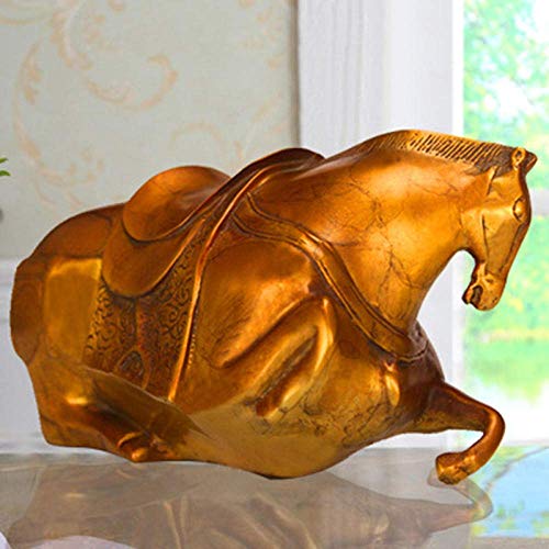 Statue cheval couché en pur cuivre véritable pour décoration de salon chic