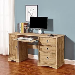 1 Door 3 Drawer Computer Desk Solid Pine...