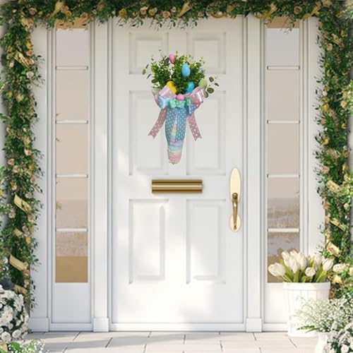 Couronne de printemps pour porte et décoration extérieure de Pâques