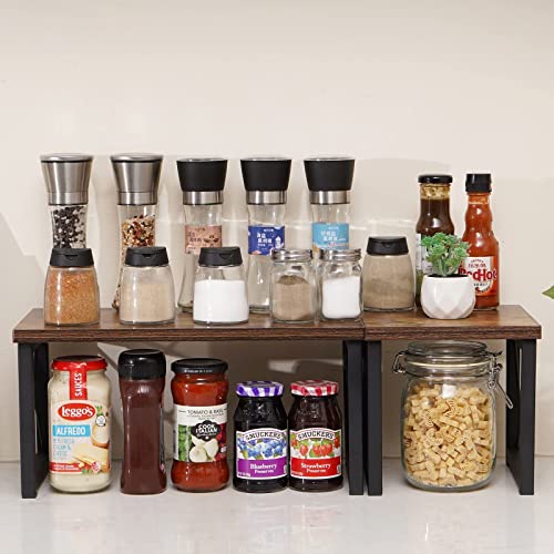 Honiter Wood Desktop Shelf, Desktop Storage Organizer Display Shelf Rack, Kitchen Counter Organizer, 2 Tier Independent Stackable Desk Stand, Freestanding Small Bookshelf Desk Supplies Organizers #TOP4