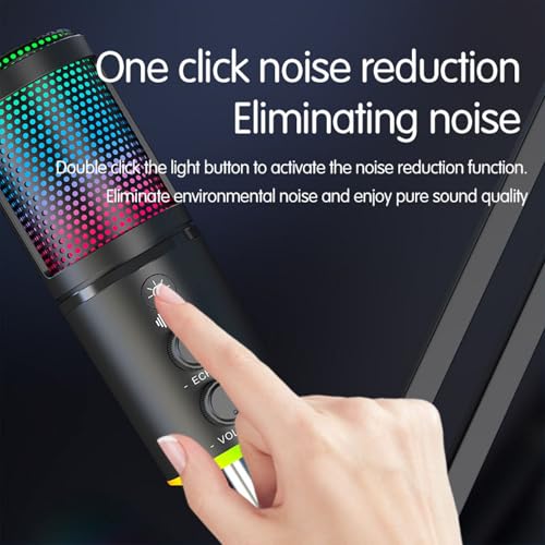Image of ADZOY Professional SU9 RGB USB Condenser Microphone | One Click Noise Reduction| Volume Control | Echo | Mute | Dynamic RGB Lighting | Professional Mic for Gaming | Podcast, YouTube Streaming