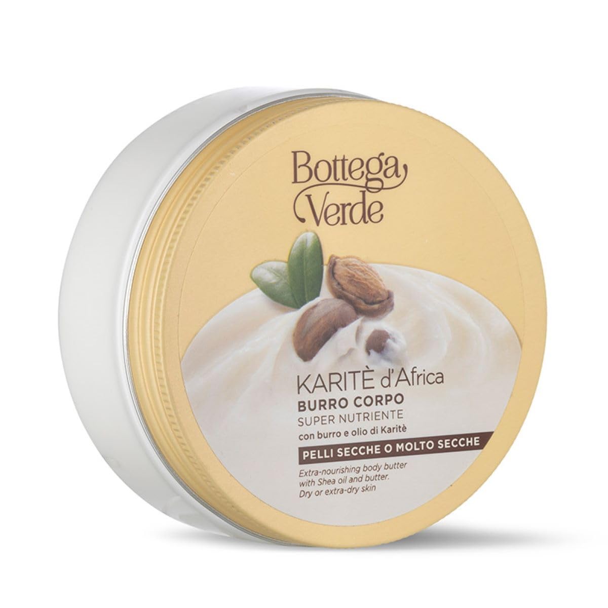 Bottega Verde - Karitè, Burro Corpo Super Nutriente e Idratante, 150 ml, con Burro e Olio di Karitè d'Africa, Azione Nutritiva e Emolliente, per Pelli Secche