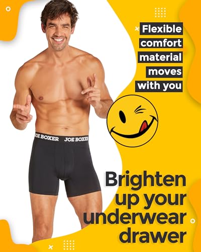 JOE BOXER Mens Microfiber Boxer Briefs 4-Pack, Smooth Spandex-Polyester Boxer Briefs for Men, Microfiber Underwear4