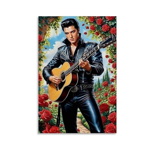 BINFC Elvis Presley - Póster de retrato de celebridades, música clásica de hip hop, cantantes famosos, atletas, impresión en lienzo, 30 x 45 cm, estilo sin marco, 8