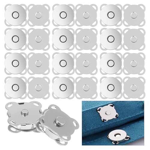 GrueGard Botones magnéticos, botones de presión para coser, cierre magnético bolso & ropa, botón de presión magnético costura DIY, imanes para coser bolsos, carteras, chaquetas (Silver, 14mm*12)