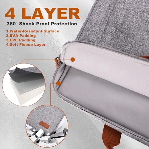 Image of ESTARER Laptop Bag 17-17.3 Inch, Computer Bags for Men Water-resistant Canvas Laptop Case Slim Laptop Sleeve Fits Hp /Dell /Asus /Lenovo /Acer, Light Grey
