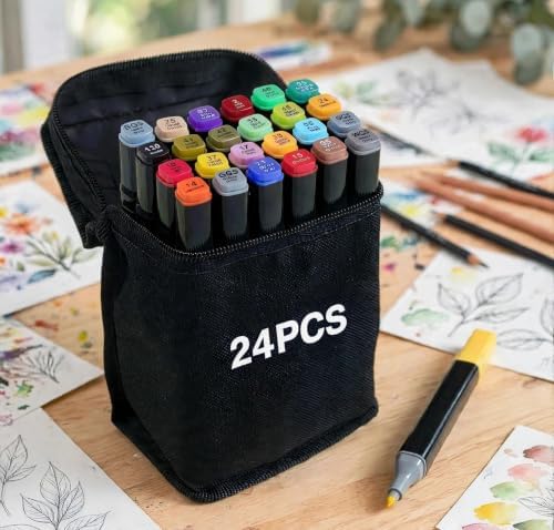 Kit de 24 Canetas Marcador Permanente Ponta Dupla Coloridas para ...