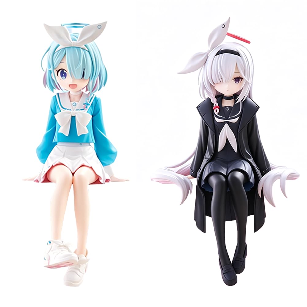 arona-can figurka anime figurka model z gry statuetka 16 cm urocza plana-puszka figurki PCW siedząca postać sypialnia artykuły kolekcjonerskie prezent dla fanów anime 2 szt