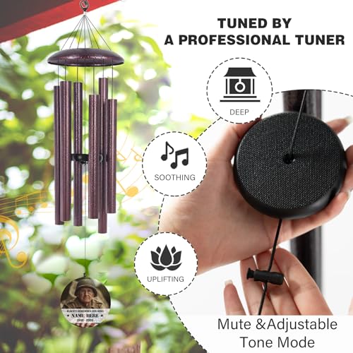 Image of Personalized Memorial Soldier Wind Chimes for Loss Dad Comrade-in-arms, 30 inch /36 inch /45 inch Deep Tone Wind Chime Sympathy Gifts in Loving Memory of US Veteran, Produced in Texas